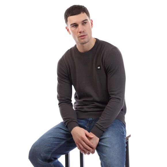 Weekend Offender Mens Argentina Cotton Crew Neck Sweatshirt / Charcoal